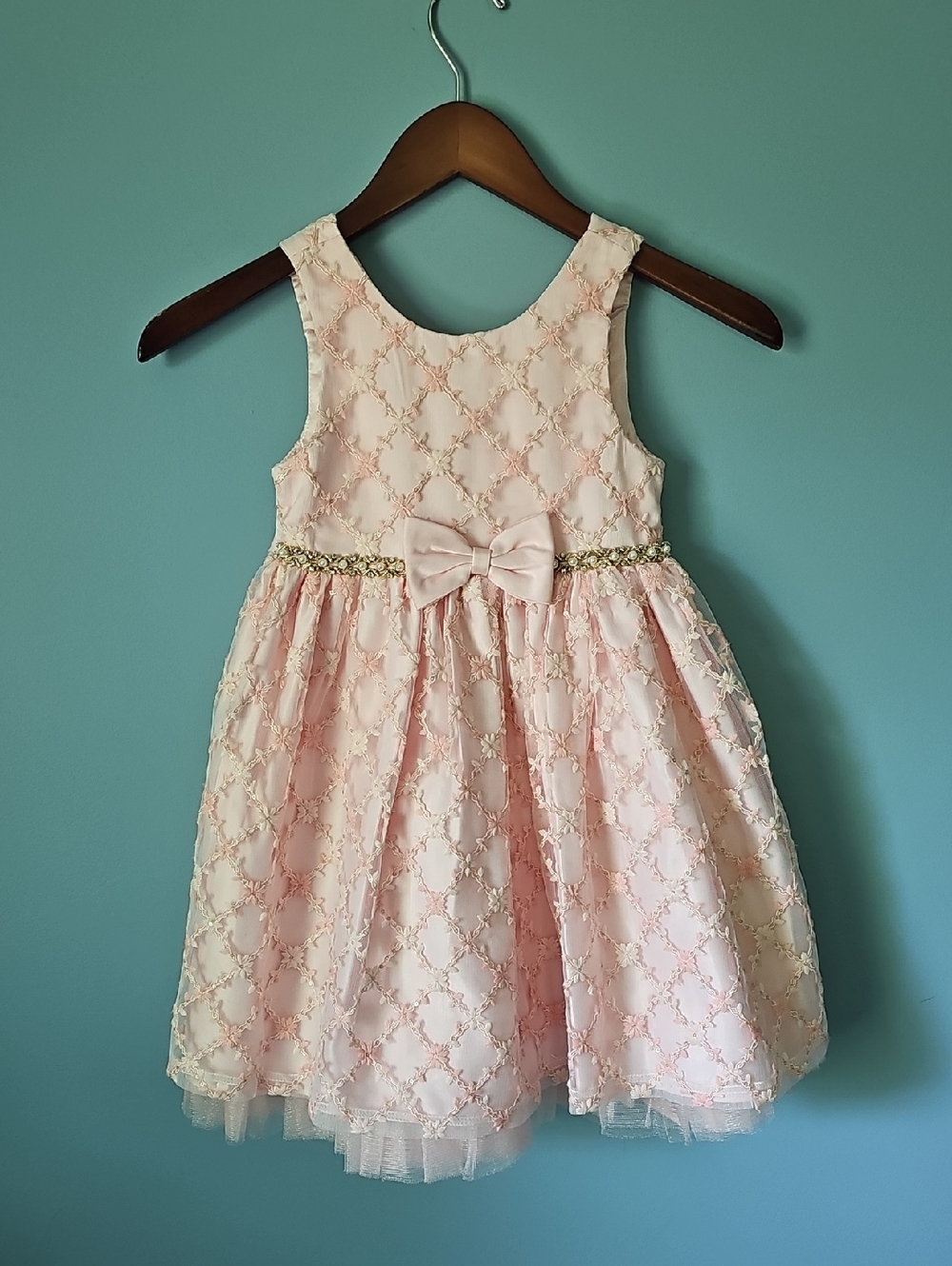 Couture Princess Pink / Gold Sparkly Formal Dress Size 5